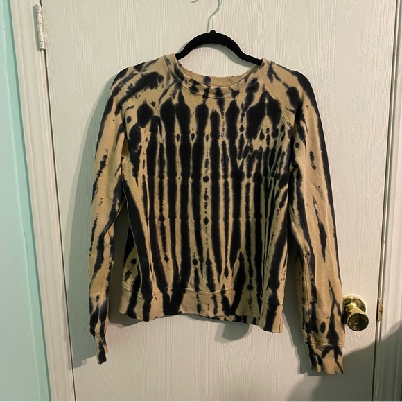 Re/Done Tops - Re/Done X Hanes Tiger Dye Crew Neck Sweatshirt Bleached Distress Goth Alt Punk M